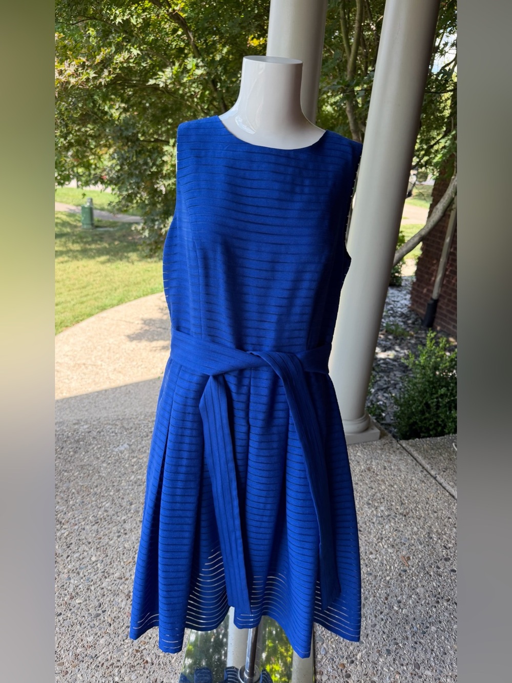 Tommy Hilfiger Royal Blue Belted Fit & Flare Boat Neck Line Dress Size 8